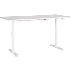Elektrisch verstelbaar bureau tafelblad wit stalen frame 180 x 80cm zit en sta-bureau ronde poten modern ontwerp