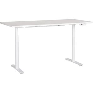 Elektrisch verstelbaar bureau tafelblad wit stalen frame 180 x 72 cm zit en sta-bureau ronde poten modern ontwerp