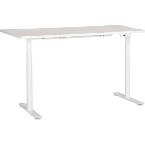 Elektrisch verstelbaar bureau tafelblad wit stalen frame 160 x 72 cm zit en sta-bureau ronde poten modern ontwerp