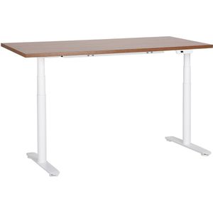 DESTINAS - Elektrisch bureau - Donkerhout/Wit - 160 cm - MDF