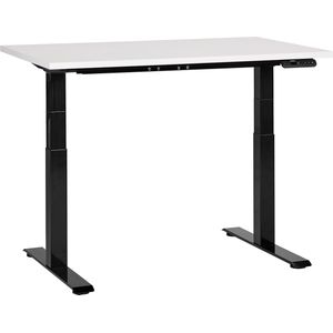 Elektrisch verstelbaar bureau wit tafelblad zwart stalen frame 120 x 72 cm zit en stabureau vierkante poten modern ontwerp