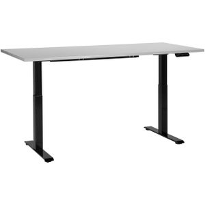 Elektrisch verstelbaar bureau grijs tafelblad zwart stalen frame 180 x 80 cm zit en sta-bureau vierkante poten modern ontwerp