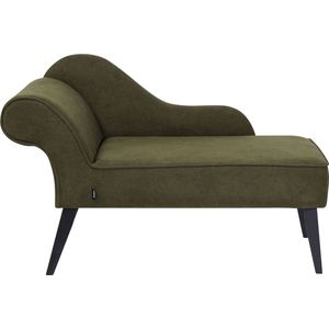 Beliani-BIARRITZ-Chaise longue-Olijfgroen-Linkerzijde-Polyester