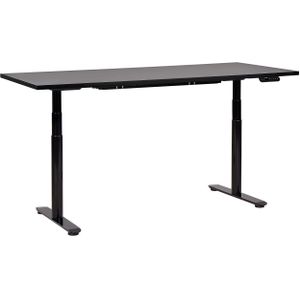 Elektrisch verstelbaar bureau tafelblad zwart stalen frame 180 x 72 cm zit en sta-bureau ronde poten modern ontwerp