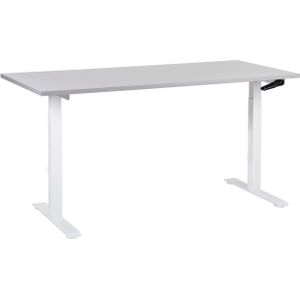 Beliani DESTINES - Verstelbaar bureau - Grijs/Wit - 160 x 72 cm - Spaanplaat