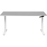 Handmatig verstelbaar bureau grijs tafelblad wit stalen frame 160 x 72 cm zit en stabureau ronde poten modern ontwerp kantoor