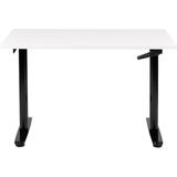 Handmatig verstelbaar bureau wit tafelblad zwart stalen frame 120 x 72 cm zit en stabureau ronde poten modern ontwerp kantoor