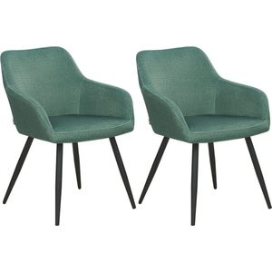 CASMALIA - Eetkamerstoel set van 2 - Groen - Fluweel