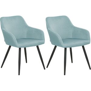 CASMALIA - Eetkamerstoel set van 2 - Lichtblauw - Fluweel