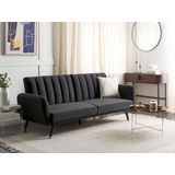 Slaapbank zwart polyester stof gestoffeerd slaapfunctie converteerbaar elegant glamour modern woonkamer