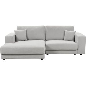 Beliani - Ecksofa Hellgrau Stoff L-förmig 3-Sitzer Sofa mit Chaiselongue Rechtsseitig Wohnzimmermöbel Modern Wohnzimmer Ausstattung Wohnecke Sitzecke