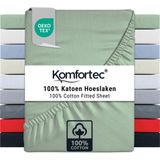 Komfortec Jersey Stretch Hoeslaken 30cm Matrasdikte Rondom Elastiek 100% Katoen Groen