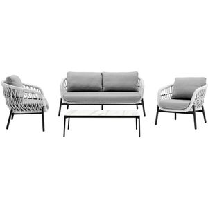 LUX outdoor living Bari stoel-bank loungeset wit 4-delig | aluminium  touw