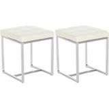 CLP 2er Set Edelstahl-Sitzhocker Barci Kunstleder I Moderne Hocker Mit Hochwertiger Polsterung Und Bodenschonern In Vielen Farben