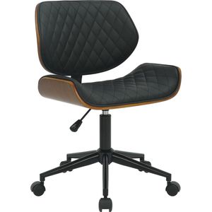 CLP Harvest Bureaustoel, kunstleer, in hoogte verstelbaar, ideaal voor thuiskantoor, pc-stoel en bureaustoel, kleur: walnoot/zwart