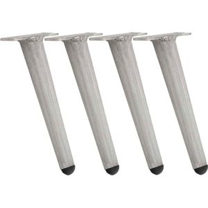 CLP Set van 4 meubelpoten van roestvrij aluminium - Kunststof vloerbeschermers - Voor binnen- en buitenmeubilair - Inclusief schroeven licht grijs 21 cm