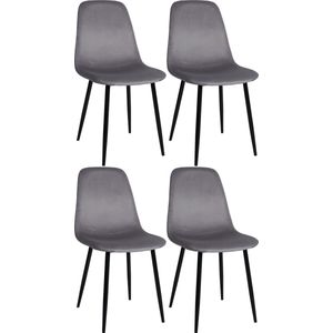 CLP Set van 4 Napier eetkamerstoelen - Velvet donkergrijs - 323147