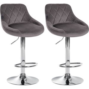 2er Set Barhocker Lazio Samt grau chrom