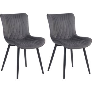 CLP Set van 2 eetkamerstoelen Brady  Velvet donkergrijs - 323292