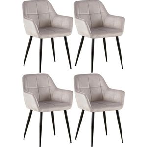 CLP Set van 4 eetkamerstoelen Emia licht grijs - 323333