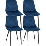 CLP Set van 4 stoelen Telde Fluweel blauw - 323351