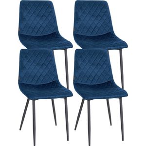 CLP Set van 4 stoelen Telde Fluweel blauw - 323351
