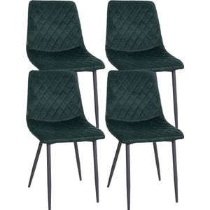 CLP Set van 4 stoelen Telde Fluweel donkergroen - 323355