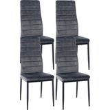 CLP Set van 4 eetkamerstoelen Mayfair - Velvet grijs - 323364