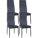 CLP Set van 4 eetkamerstoelen Mayfair - Velvet licht grijs - 323365