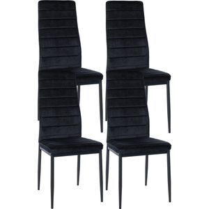 CLP Set van 4 eetkamerstoelen Mayfair - Velvet zwart - 323366