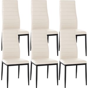 CLP Set van 6 eetkamerstoelen Mayfair - Kunstleer creme - 323368