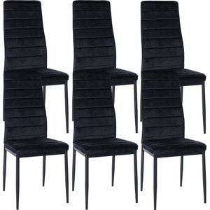 CLP Set van 6 eetkamerstoelen Mayfair - Velvet zwart - 323375