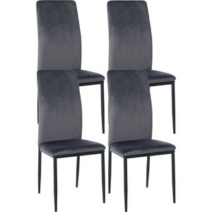 CLP Set van 4 eetkamerstoelen Savino - Velvet grijs - 323392