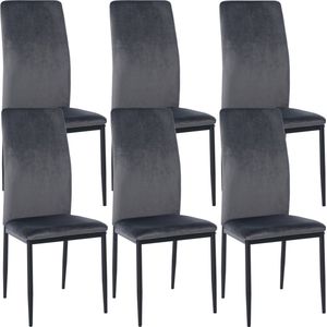 CLP Set van 6 eetkamerstoelen Savino - Velvet grijs - 323401