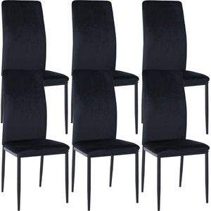 CLP Set van 6 eetkamerstoelen Savino - Velvet zwart - 323403