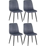 CLP Set van 4 eetkamerstoelen Dijon fluweel - donkergrijs - 323422