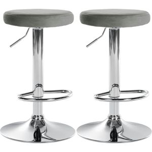 2er Set Barhocker Ponte Samt grau Metall in Chromoptik