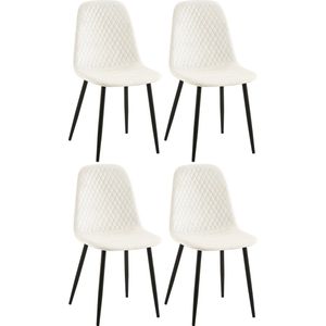 CLP Giverny Set van 4 eetkamerstoelen - zonder armleuning - cremewit Fluweel