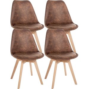 CLP Set van 4 eetkamerstoelen Linares Vintage bruin - 323775