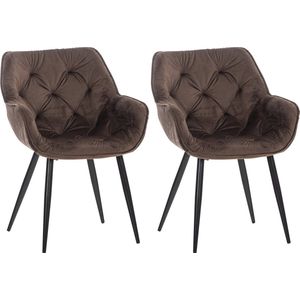 CLP Set van 2 eetkamerstoelen Tanna fluweel bruin - 323980