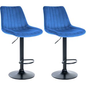 CLP Set van 2 barkrukken Toni fluweel blauw - 324067