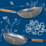 CLP Wokpan - Inductie - Voor gas - Grill - Met houten steel - Receptenboek - Platte of ronde bodem - rond