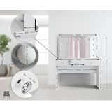 CLP - Nettie - Kaptafel - Wit - Glazen Blad - LED-Verlichting - 3 Laden