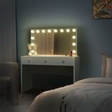 CLP - Nettie - Kaptafel - Wit - Glazen Blad - LED-Verlichting - 3 Laden