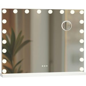 CLP Norlina Make-up spiegel - Cosmetische spiegel - met vergroting - Dimbare LED-verlichting - 3 lichtstanden - wit met Bluetooth