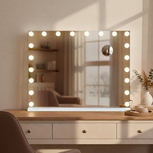 CLP - Norlina - Make-up Spiegel - Wit - Dimbare LED-verlichting - 3 Lichtstanden