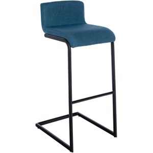 CLP Newport Barkruk - met rugleuning - met zwart roestvrijstalen frame - voetensteun - blauw Stof