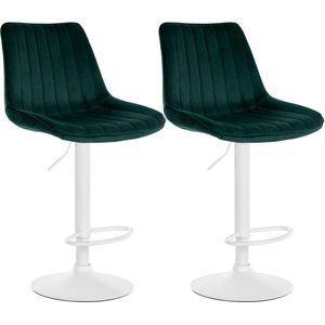 2er Set Barhocker Toni Samt grün Metall matt weiss