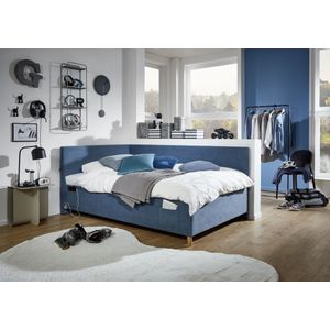 Meise - Eenpersoonsbed Cool | Met rugleuning | 90 x | Blauw design - 90x200 -