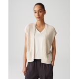 Opus - Cardigan - Beige - Mouwloos - Bouclé Look